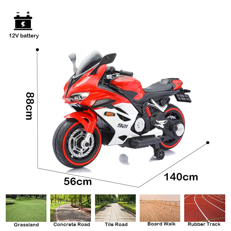 एलईडी बॉडी लाइट के साथ बच्चों की मोटरसाइकिल