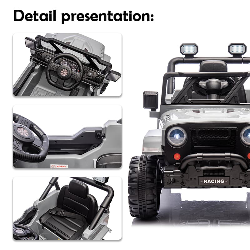 12V 2-Seater Kids Jeep Ride-On with Bluetooth & Music