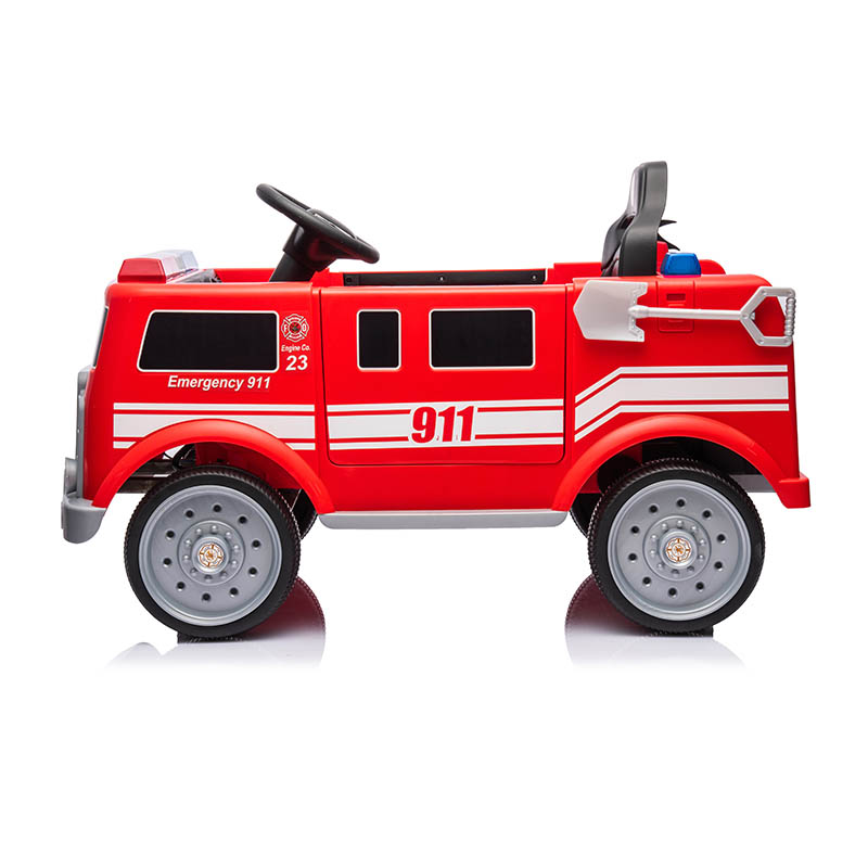 12V Electric Fire Engine for Kids with Front and rear polce lights